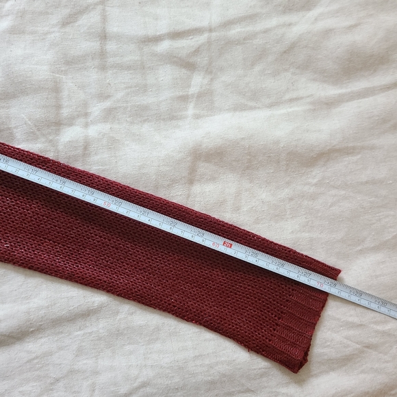 Women's Burgundy Latex Covered Long Sleeves V-Neck Sweater - Picture 11 of 12